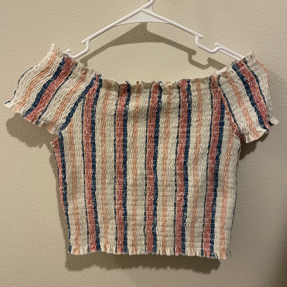 Rue 21 striped off the shoulder crop top